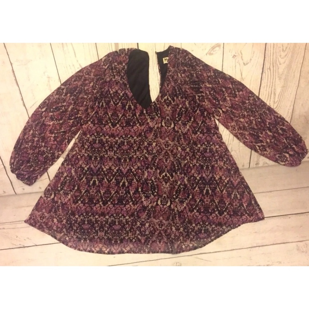 Show Me Your Mumu Snake Print Tunic Blouse Size S